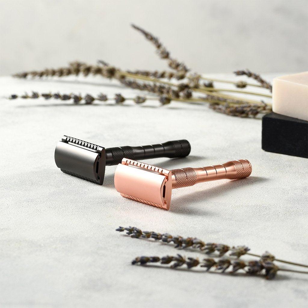 Rose Gold or Black Reusable Safety Razors (Thick Handle)-2